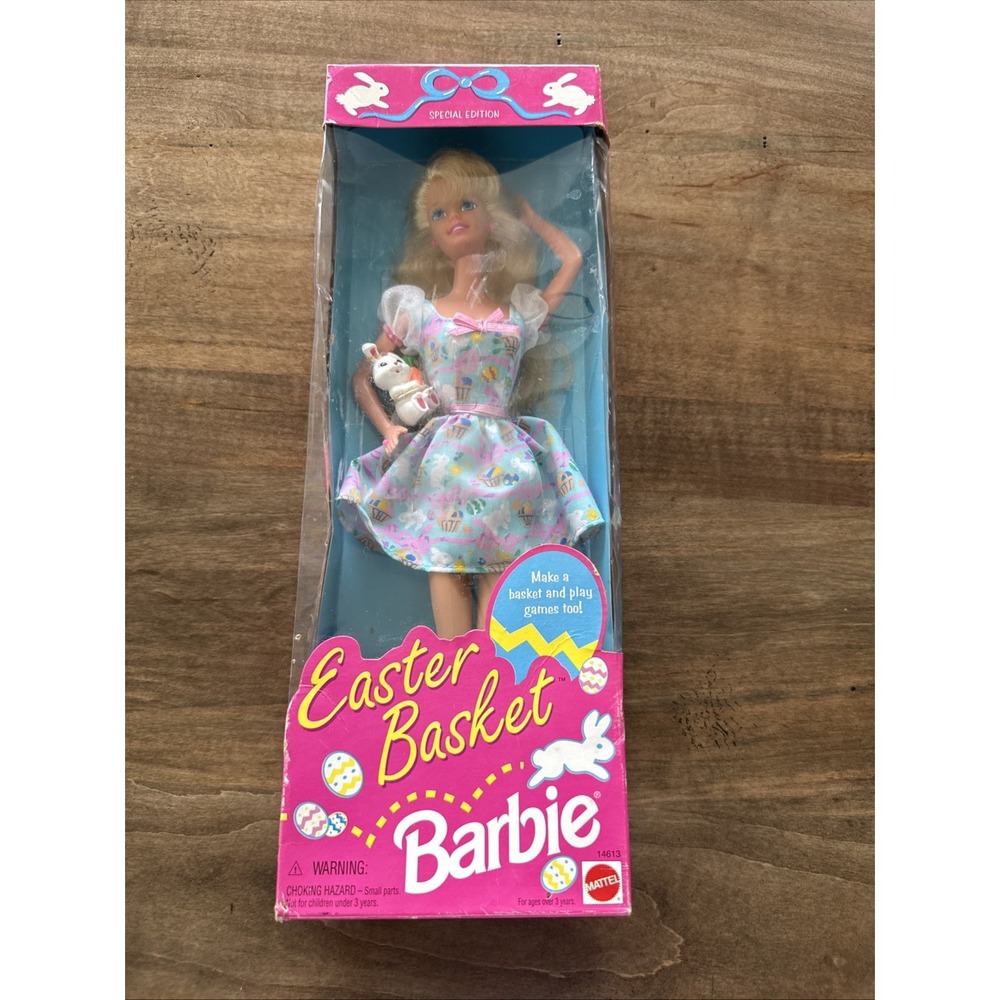 VINTAGE 1995 MATTEL EASTER BASKET BARBIE DOLL #14613 NEW IN BOX